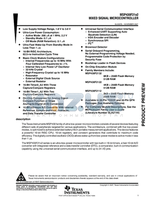 MSP430F2132IRHB datasheet - MIXED SIGNAL MICROCONTROLLER