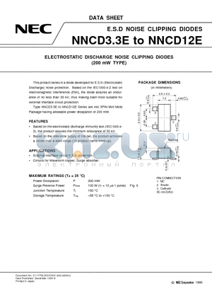 NNCD7.5E datasheet - ELECTROSTATIC DISCHARGE NOISE CLIPPING DIODES 200 mW TYPE