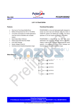 PCS2I2305NZG-08-ST datasheet - 3.3V 1:5 Clock Buffer
