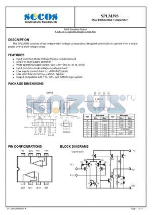 SPLM393 datasheet - Dual Differential Comparator