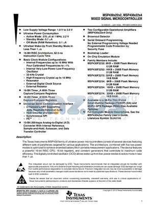 MSP430F2232IDA datasheet - MIXED SIGNAL MICROCONTROLLER