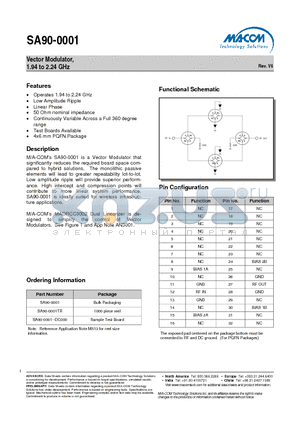 SA90-0001 datasheet - Vector Modulator, 1.94 to 2.24 GHz