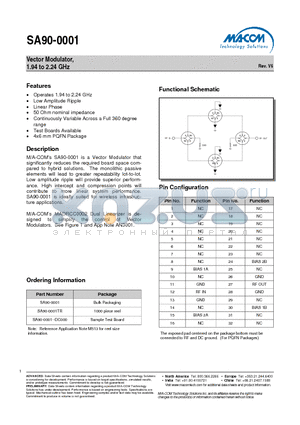 SA90-0001TR datasheet - Vector Modulator, 1.94 to 2.24 GHz