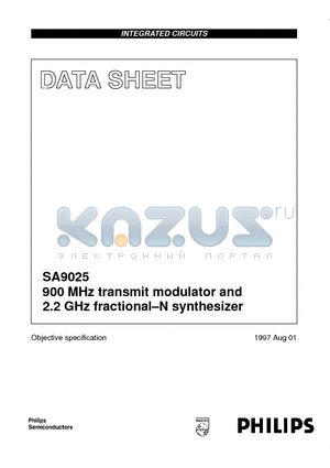 SA9025 datasheet - 900 MHz transmit modulator and 2.2 GHz fractional-N synthesizer