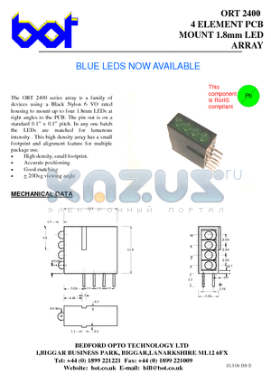 ORT2400G datasheet - 4 ELEMENT PCB MOUNT 1.8mm LED ARRAY