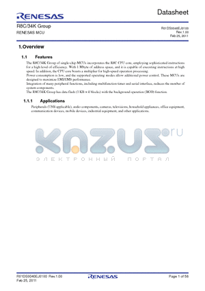 R5F21348KDFP datasheet - The R8C/34K Group has data flash (1 KB  4 blocks) with the background operation