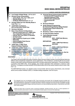 MSP430F2330IRHAR datasheet - MIXED SIGNAL MICROCONTROLLER