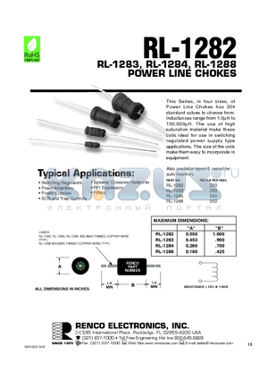 RL-1283-120 datasheet - POWER LINE CHOKES