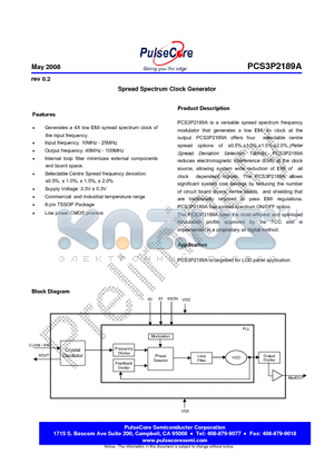 PCS3I2189AG-08TT datasheet - Spread Spectrum Clock Generator