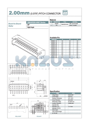 SMAW200-14D datasheet - 2.00mm PITCH CONNECTOR