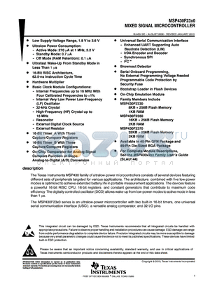 MSP430F2350IYFFR datasheet - MIXED SIGNAL MICROCONTROLLER