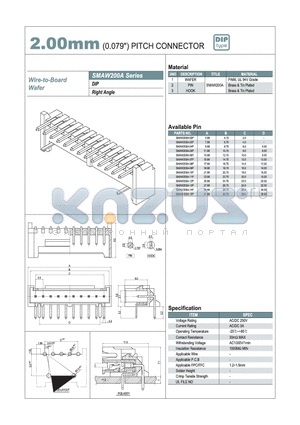 SMAW200A-02P datasheet - 2.00mm PITCH CONNECTOR