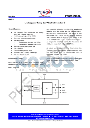 PCS3P622S04J datasheet - Low Frequency Timing-Safe Peak EMI reduction IC