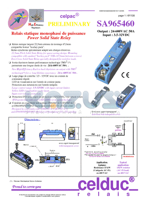 SA965460 datasheet - Power Solid State Relay