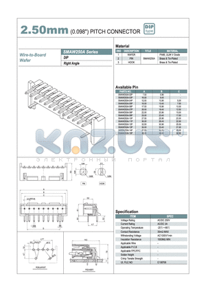 SMAW250A-08P datasheet - 2.50mm PITCH CONNECTOR