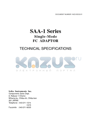 SAA-122100 datasheet - Single-Mode FC ADAPTOR supplied