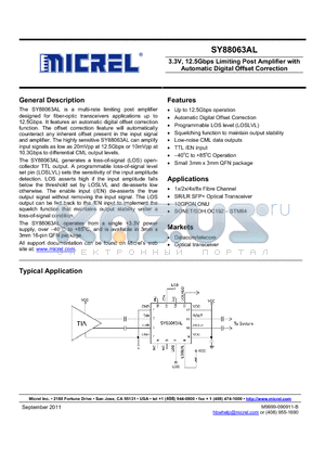 SY88063ALMGTR datasheet - 3.3V, 12.5Gbps Limiting Post Amplifier with