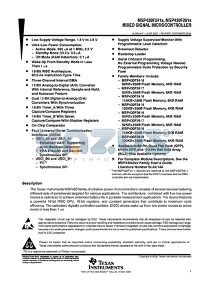 MSP430F2416TPNR datasheet - MIXED SIGNAL MICROCONTROLLER