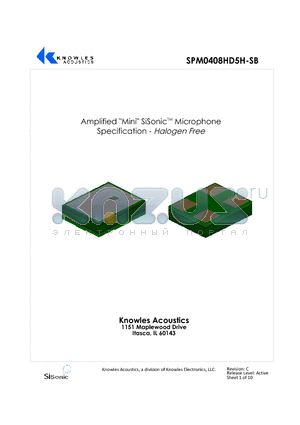 SPM0408HD5H-SB datasheet - Amplified Mini Surface Mount Silicon Microphone Halogen Free