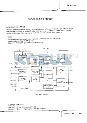 SAA1044T datasheet - SUBCARRIER COUPLER