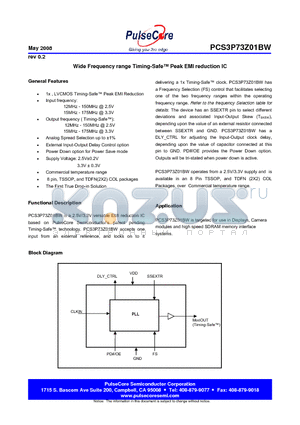PCS3P73Z01BWG-08-CR datasheet - Wide Frequency range Timing-Safe Peak EMI reduction IC