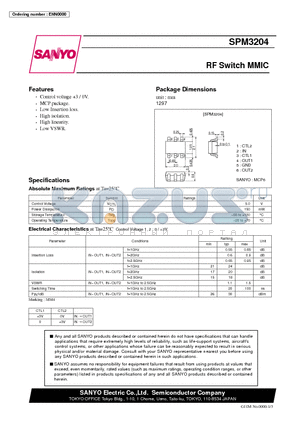 SPM3204 datasheet - RF Switch MMIC