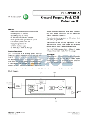 PCS3P8103AG-06JR datasheet - General Purpose Peak EMI Reduction IC