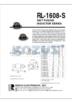 RL-1608-S-4700 datasheet - SMT POWER INDUCTOR SERIES