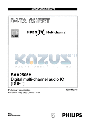 SAA2505 datasheet - Digital multi-channel audio IC DUET