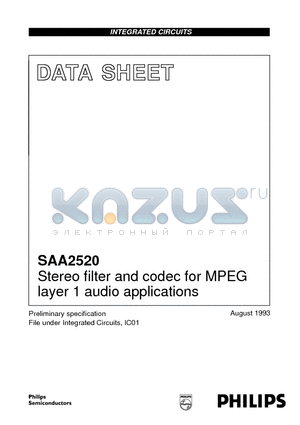 SAA2520GP datasheet - Stereo filter and codec for MPEG layer 1 audio applications