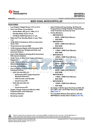 MSP430F2418TPNR datasheet - MIXED SIGNAL MICROCONTROLLER