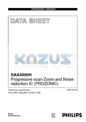 SAA4990 datasheet - Progressive scan-Zoom and Noise reduction IC PROZONIC