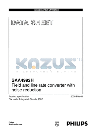 SAA4992 datasheet - Field and line rate converter with noise reduction