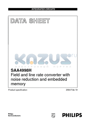 SAA4998H datasheet - Field and line rate converter with noise reduction and embedded memory