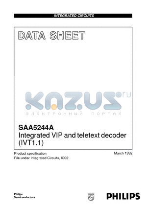 SAA5244A datasheet - Integrated VIP and teletext decoder IVT1.1