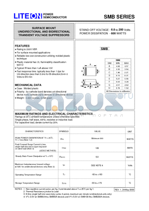 SMB11CA datasheet - SURFACE MOUNT UNIDIRECTIONAL AND BIDIRECTIONAL TRANSIENT VOLTAGE SUPPRESSORS