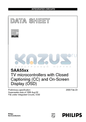 SAA5541PS/NNNN datasheet - TV microcontrollers with Closed Captioning (CC) and On-Screen Display (OSD)