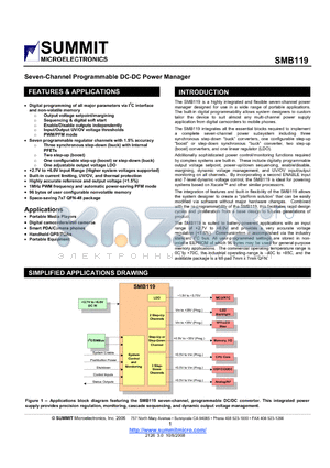 SMB119 datasheet - Seven-Channel Programmable DC-DC Power Manager