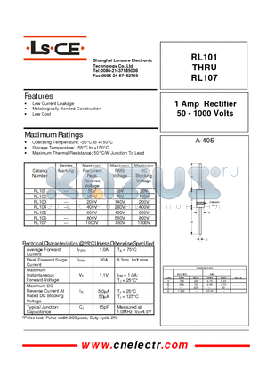 RL103 datasheet - 1Amp rectifier 50-1000 volts