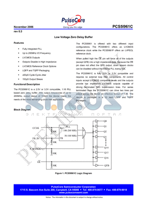 PCS5I961CG-32-LT datasheet - Low Voltage Zero Delay Buffer