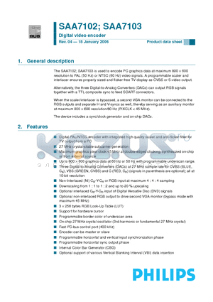 SAA7102_06 datasheet - Digital video encoder