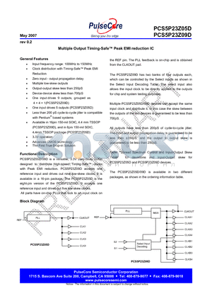 PCS5P23Z05D datasheet - Multiple Output Timing-Safe Peak EMI reduction IC