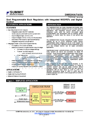 SMB207A datasheet - Dual Programmable Buck Regulators with Integrated MOSFETs and Digital Control