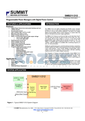 SMB211 datasheet - Programmable Power Managers with Digital Power Control