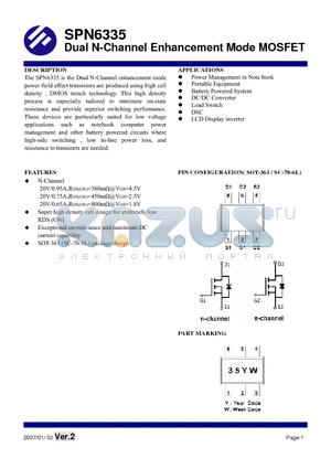 SPN6335S36RG datasheet - Dual N-Channel Enhancement Mode MOSFET