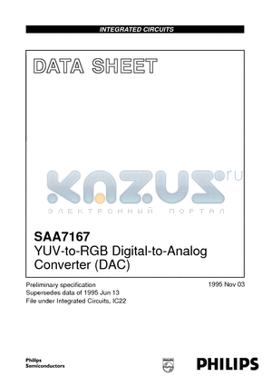 SAA7167 datasheet - YUV-to-RGB Digital-to-Analog Converter DAC