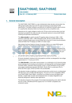 SAA7109AE datasheet - HD-CODEC