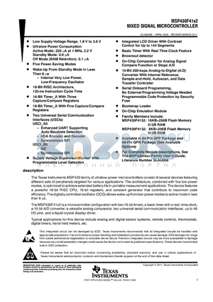 MSP430F4152IRGZ datasheet - MIXED SIGNAL MICROCONTROLLER