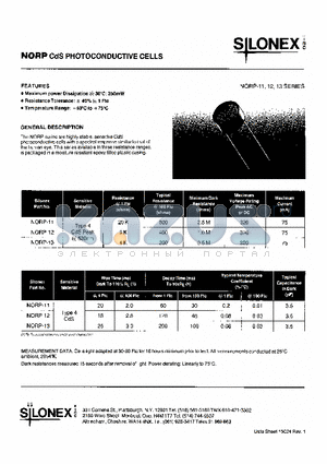 NORP-12 datasheet - NORP CdsS PHOTOCONDUCTIVE CELLS