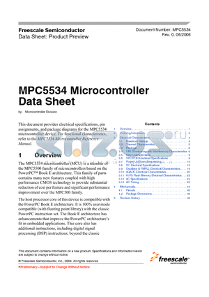 PPC5534AVZ80 datasheet - Microcontroller